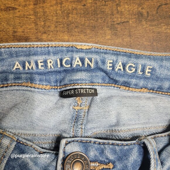 American Eagle Jeans 0 S Jegging Low Rise Super Stretch Medium Light Wash Denim - Picture 4 of 14